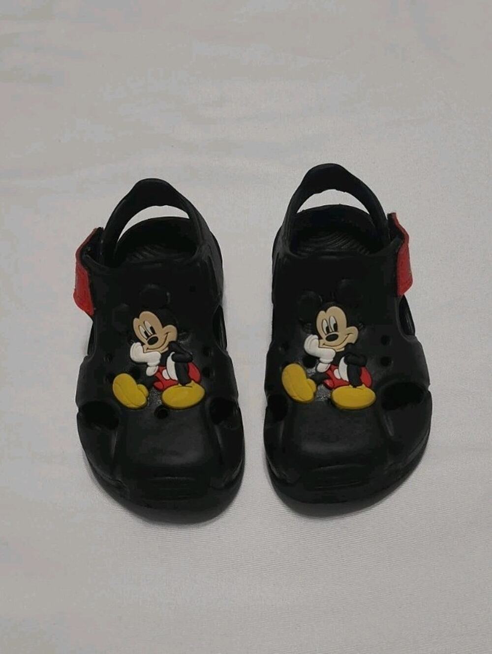 Disney Mickey Mouse Toddler Black Red Slip-On Sandals/ Water Shoes Size 5